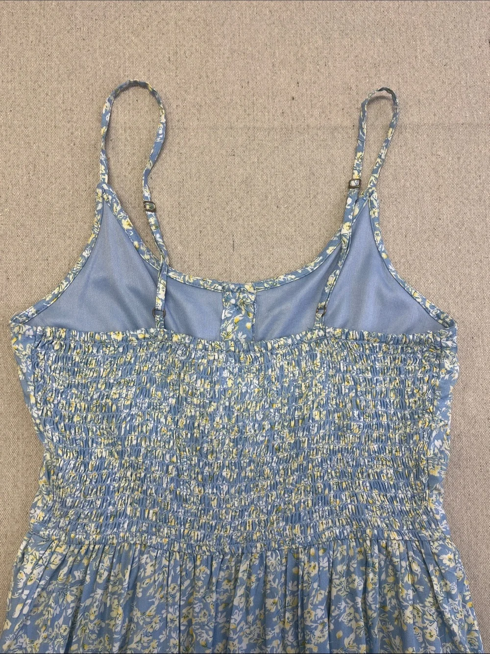 Japra Blue Floral Button Front Midi Dress Pockets Adjustable Straps S - Picture 11 of 13